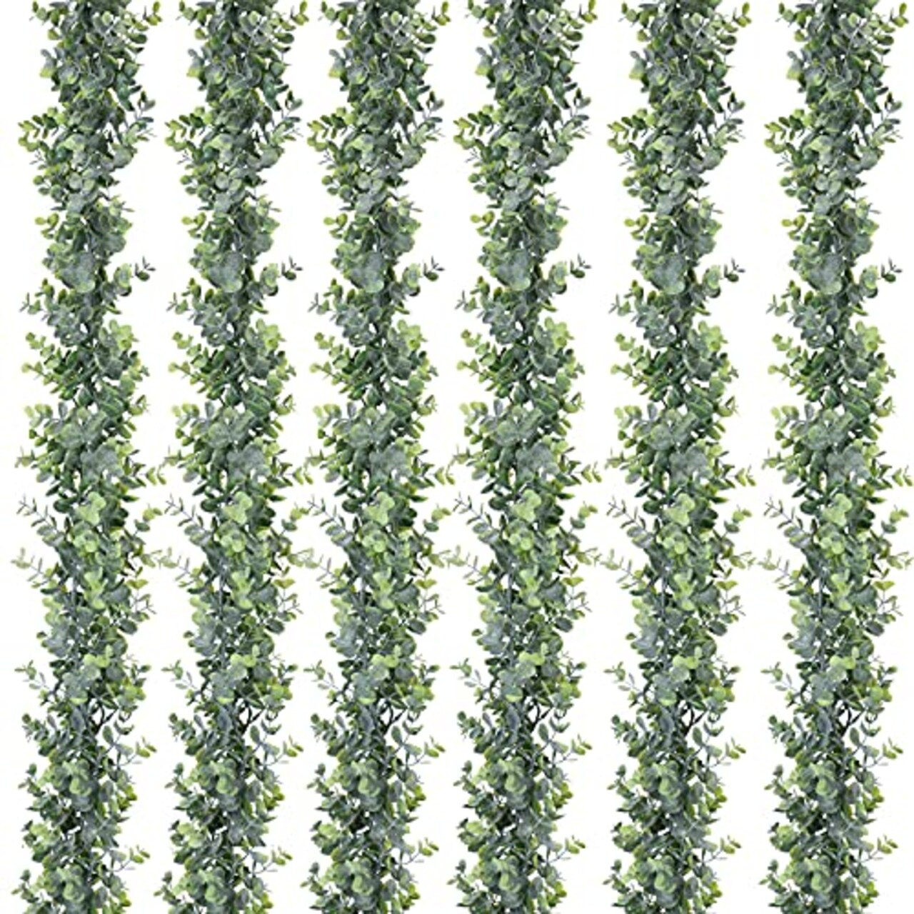 DearHouse 6 Pack Faux Eucalyptus Garland Plant, Artificial Vines Hanging Eucalyptus Leaves Greenery Garland for Wedding Backdrop Arch Wall Decor, 6 Feet/pcs UV Protected Indoor Outdoor